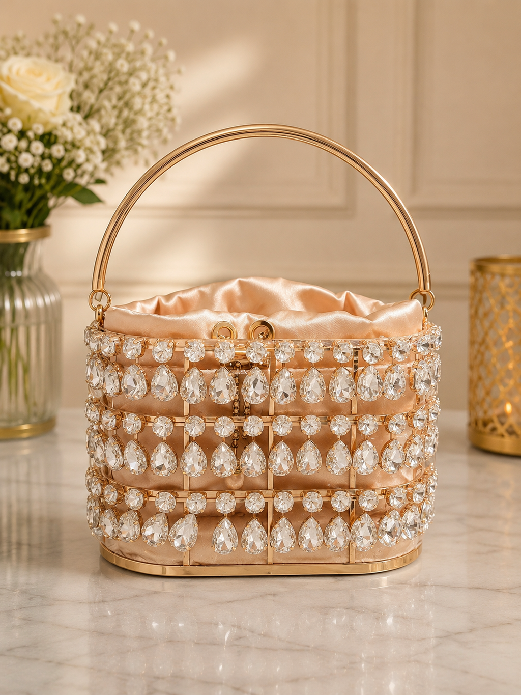 Ivory Celeste Crystal Bucket Ba
