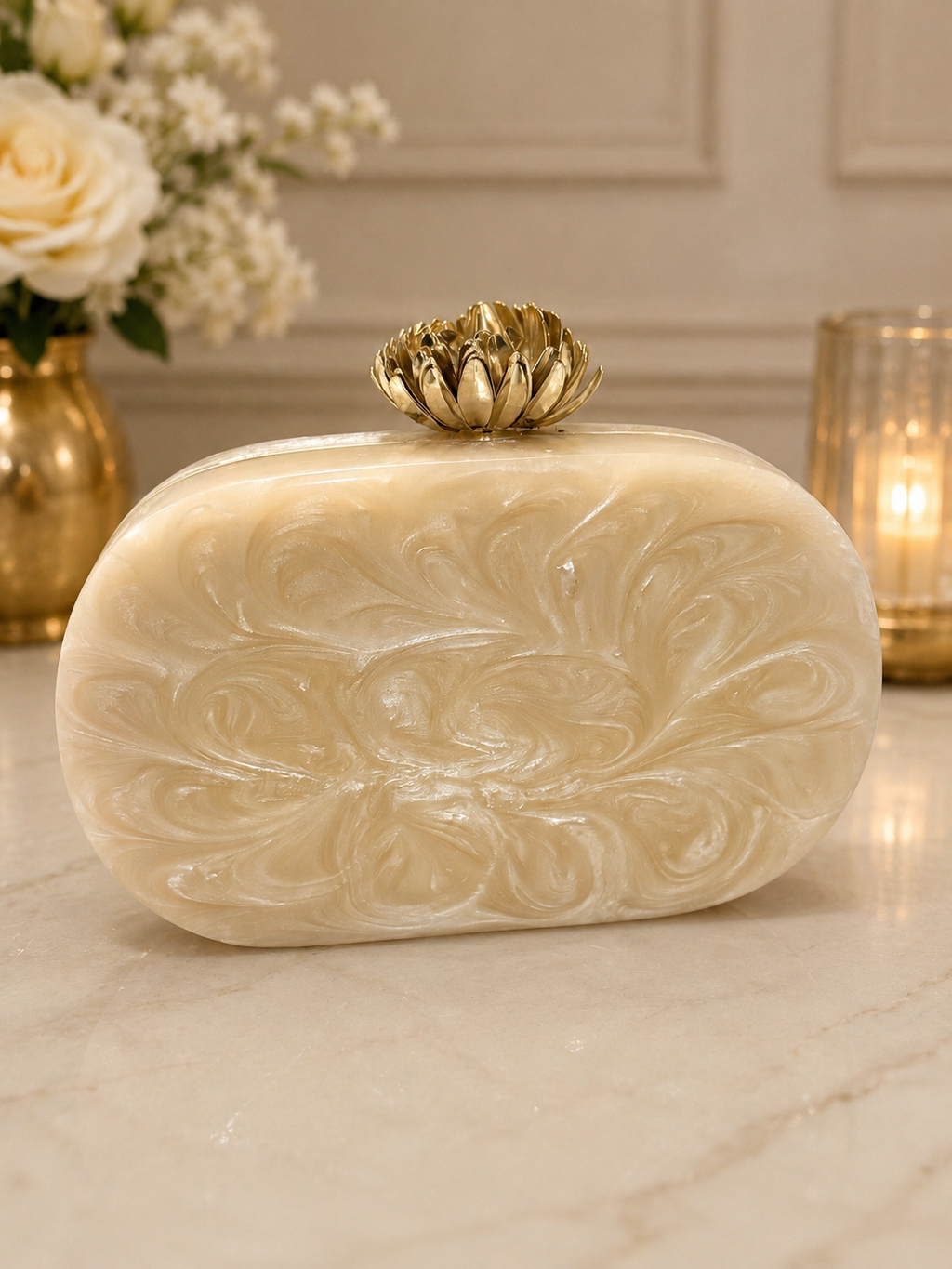 Ivory Bloom Luxe Clutc