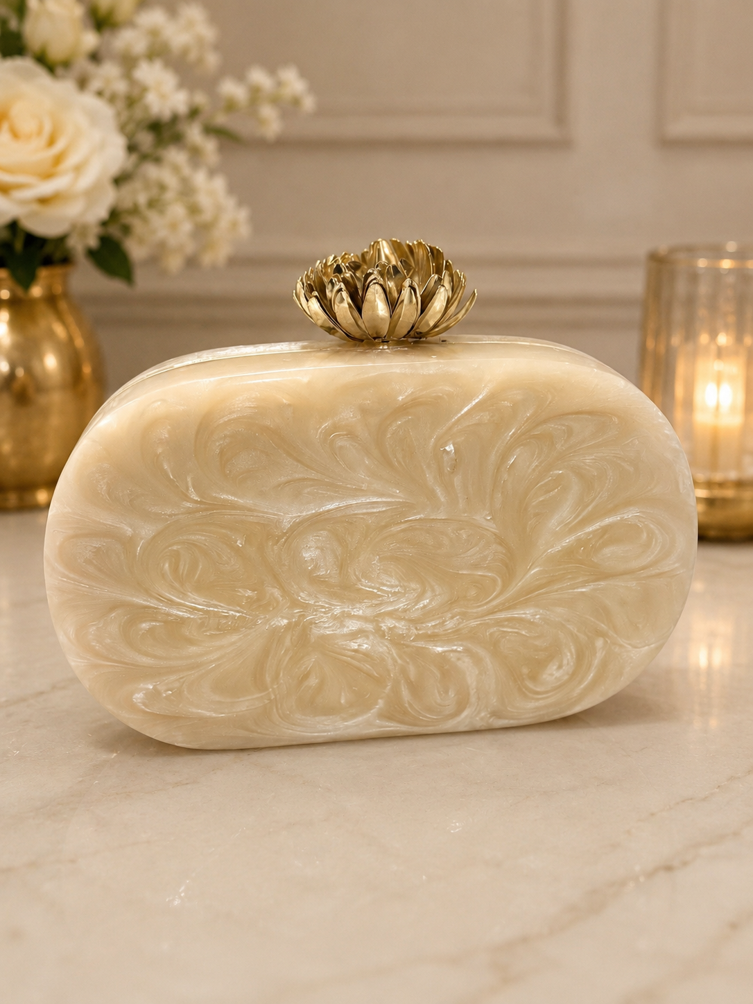 Ivory Bloom Luxe Clutc