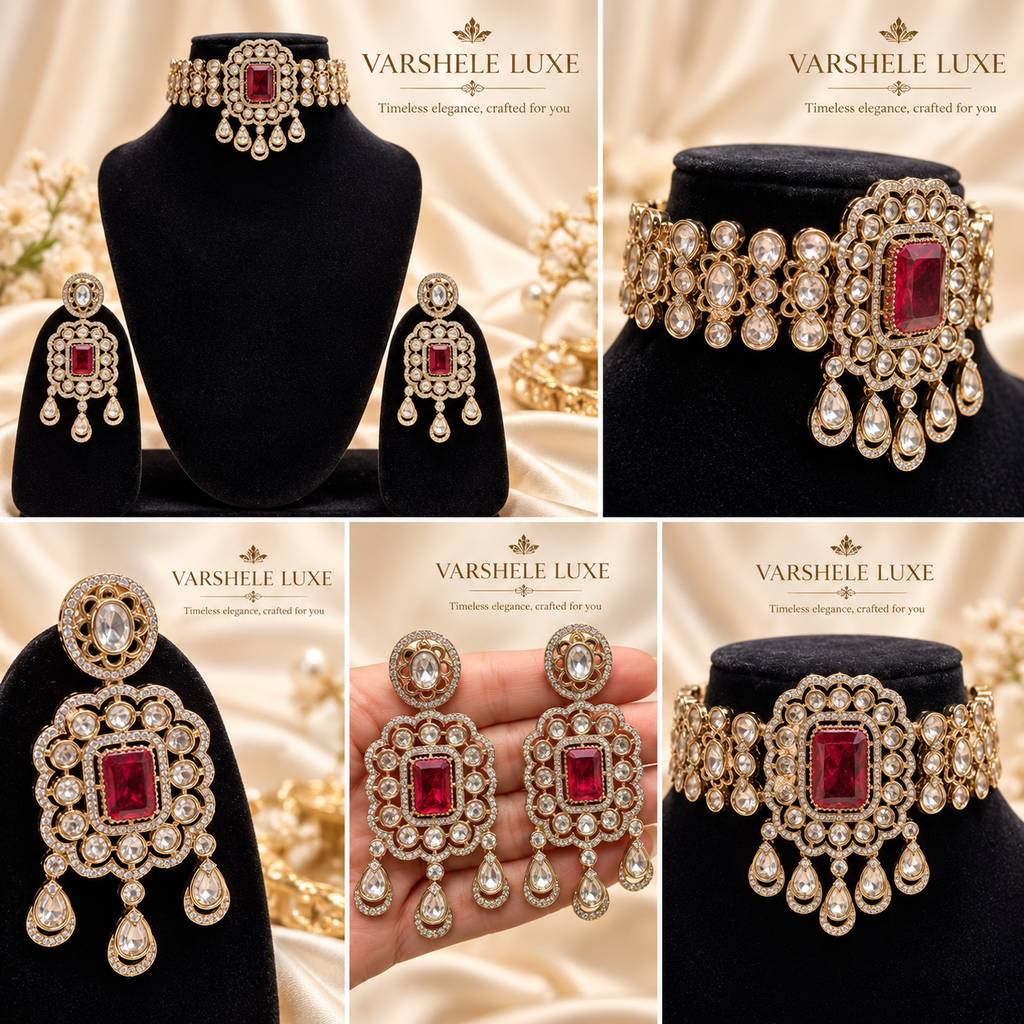 Regal Ruby polki Choker Set