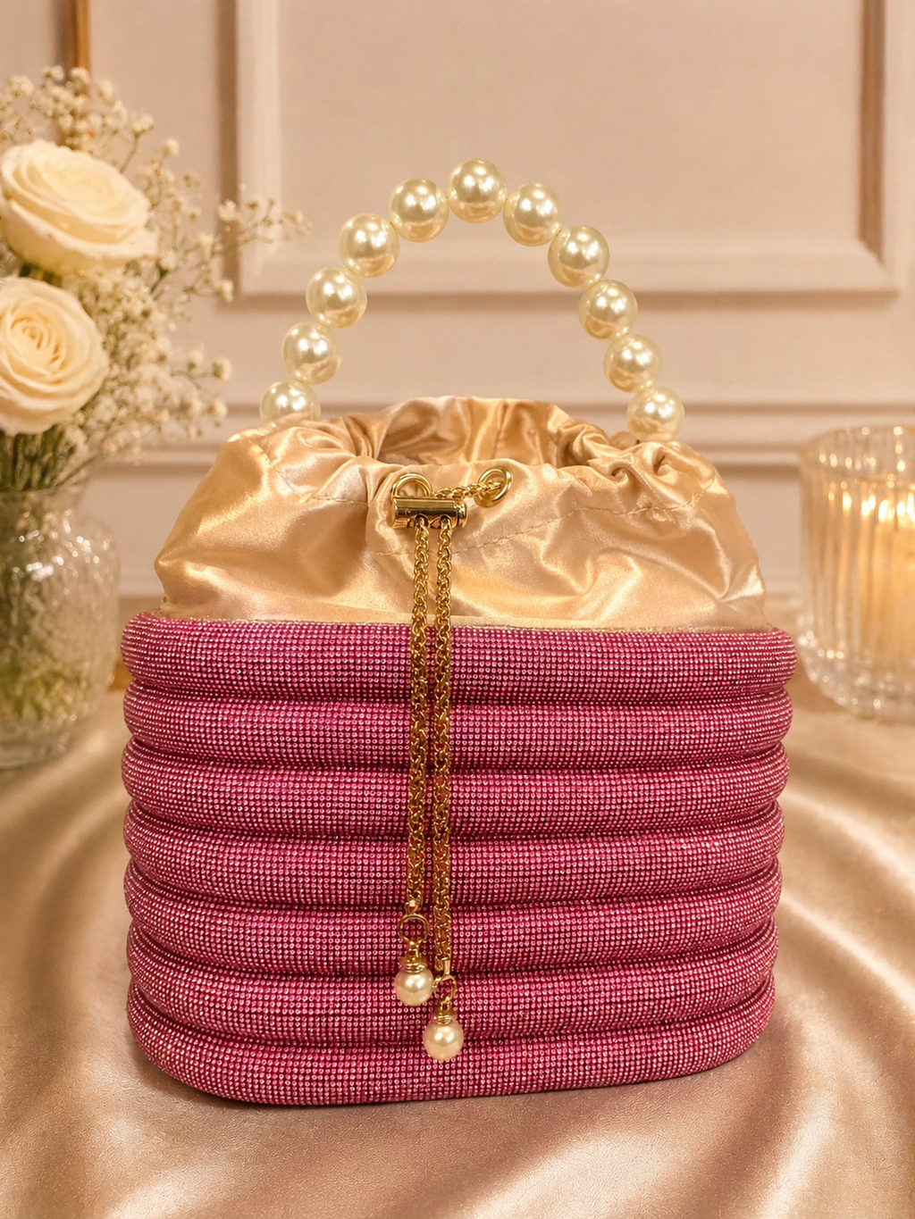 Pearl Grace bucket Clutch