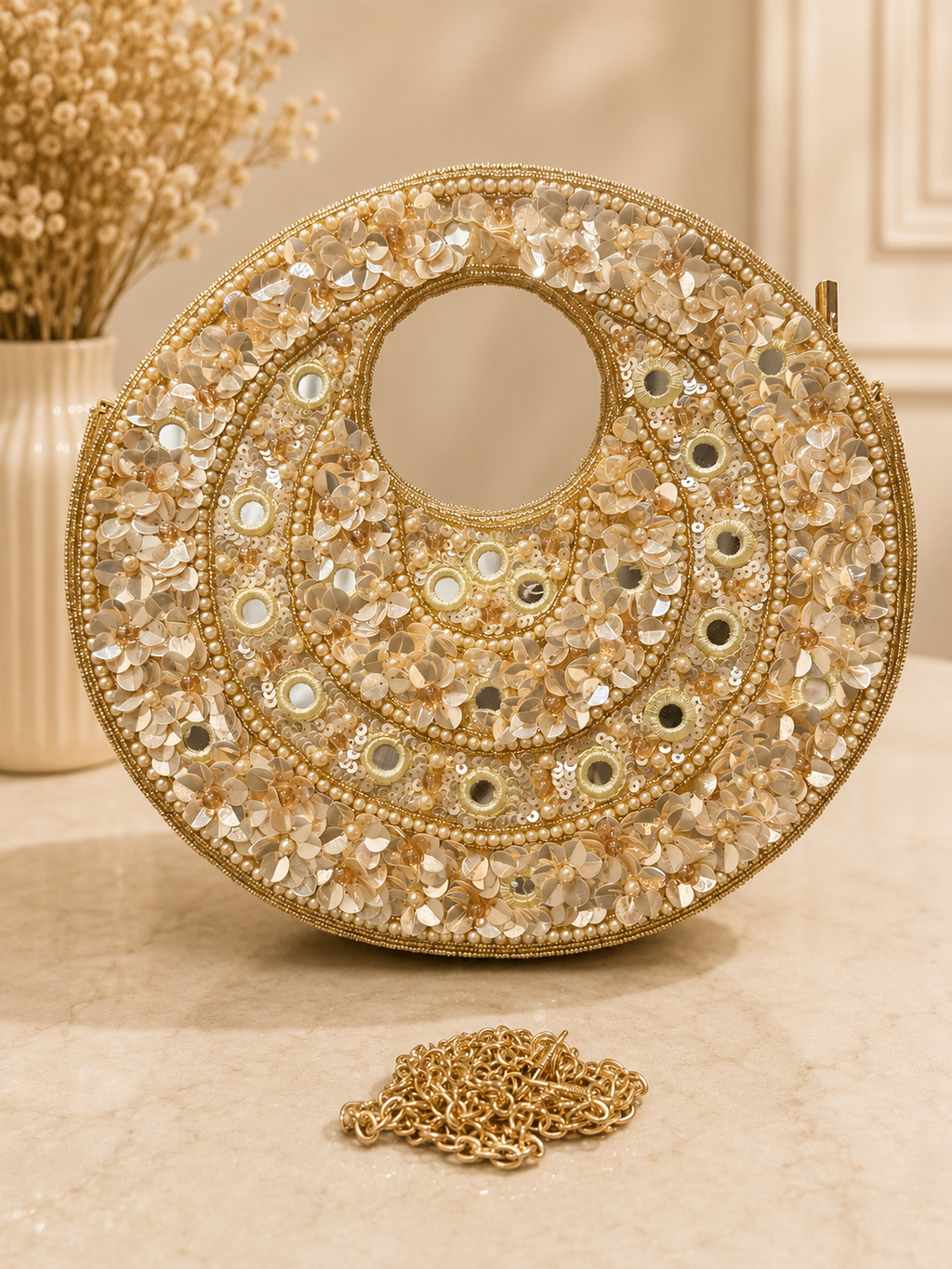 Golden Aura Circle Clutch