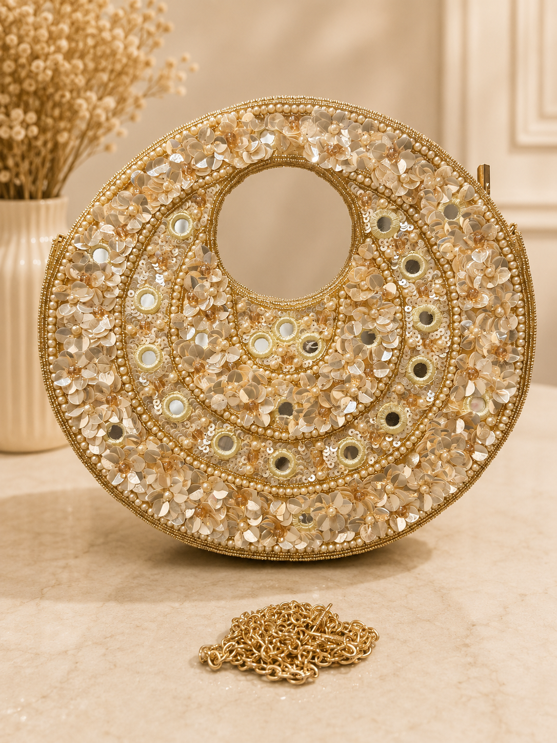 Golden Aura Circle Clutch
