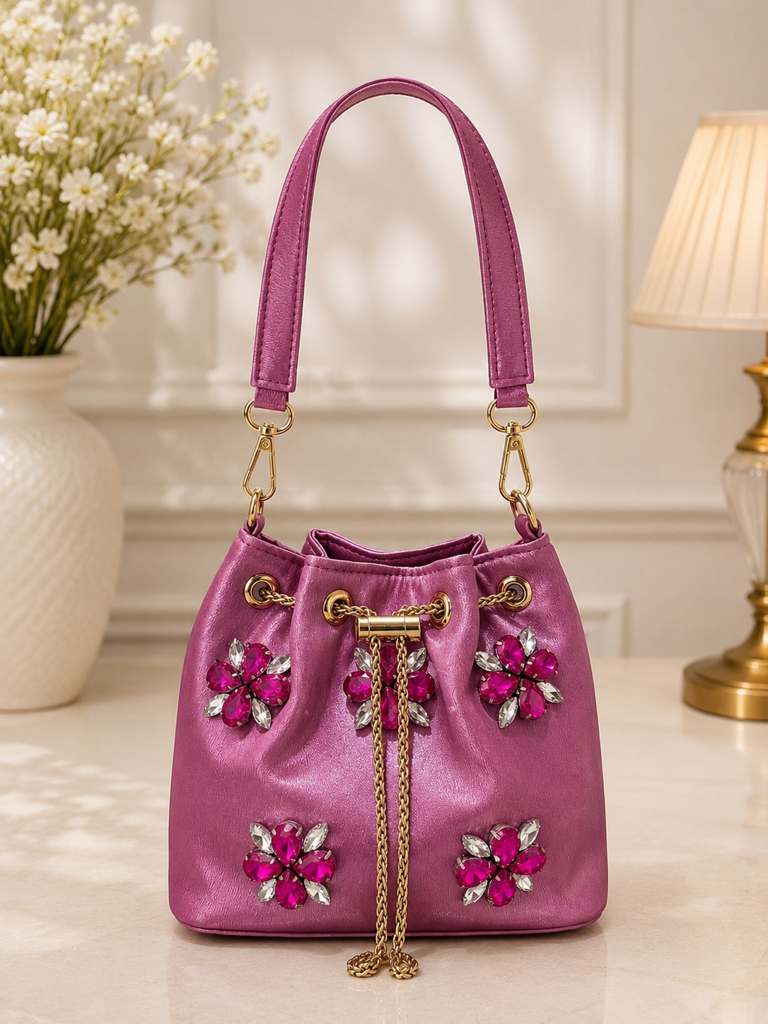 Fuchsia Bloom Bucket Bag