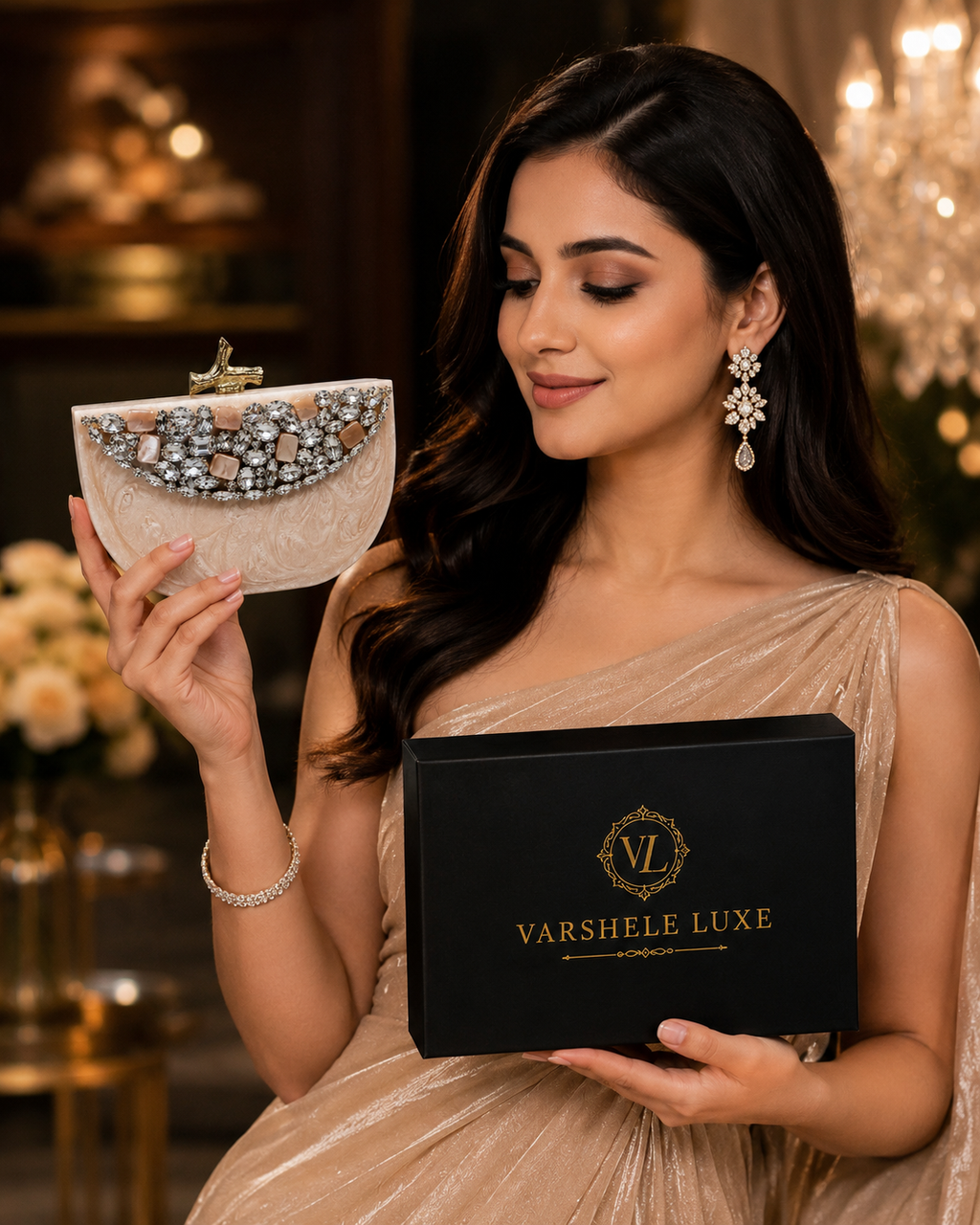 Pearl Royale Resin Crystal Clutch