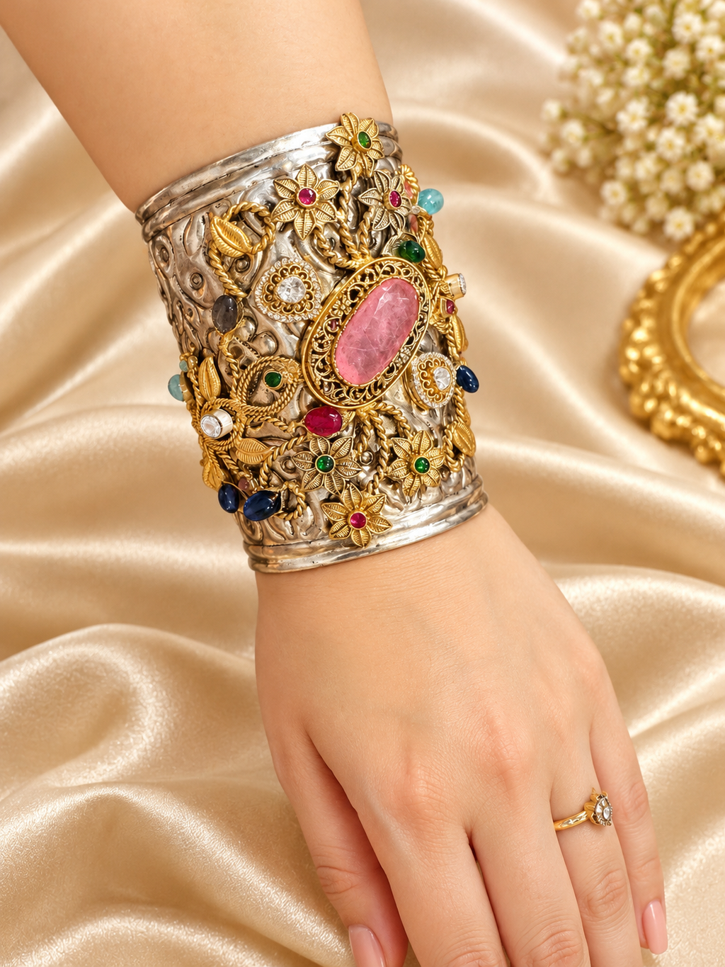 Royal Heritage Multicolour Gemstone hand Cuff