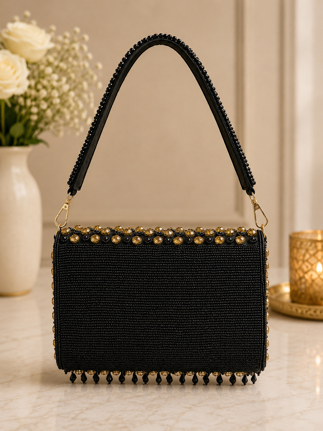 Midnight Glam Fringe Shoulder Bag