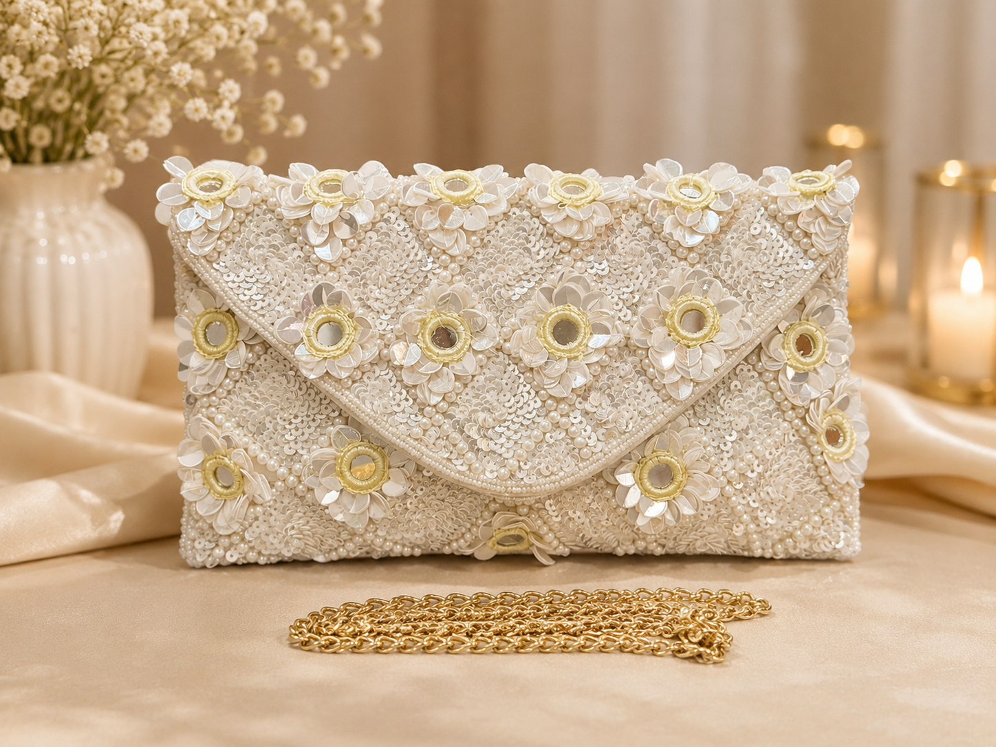 Pearl Bloom Evening Clutch