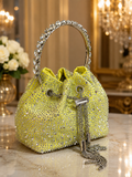 Yellow rhinestones evening bag