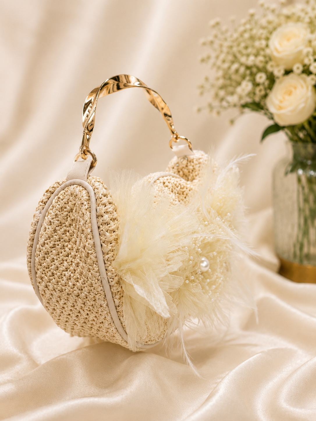 Ivory Bloom Floral Handbag