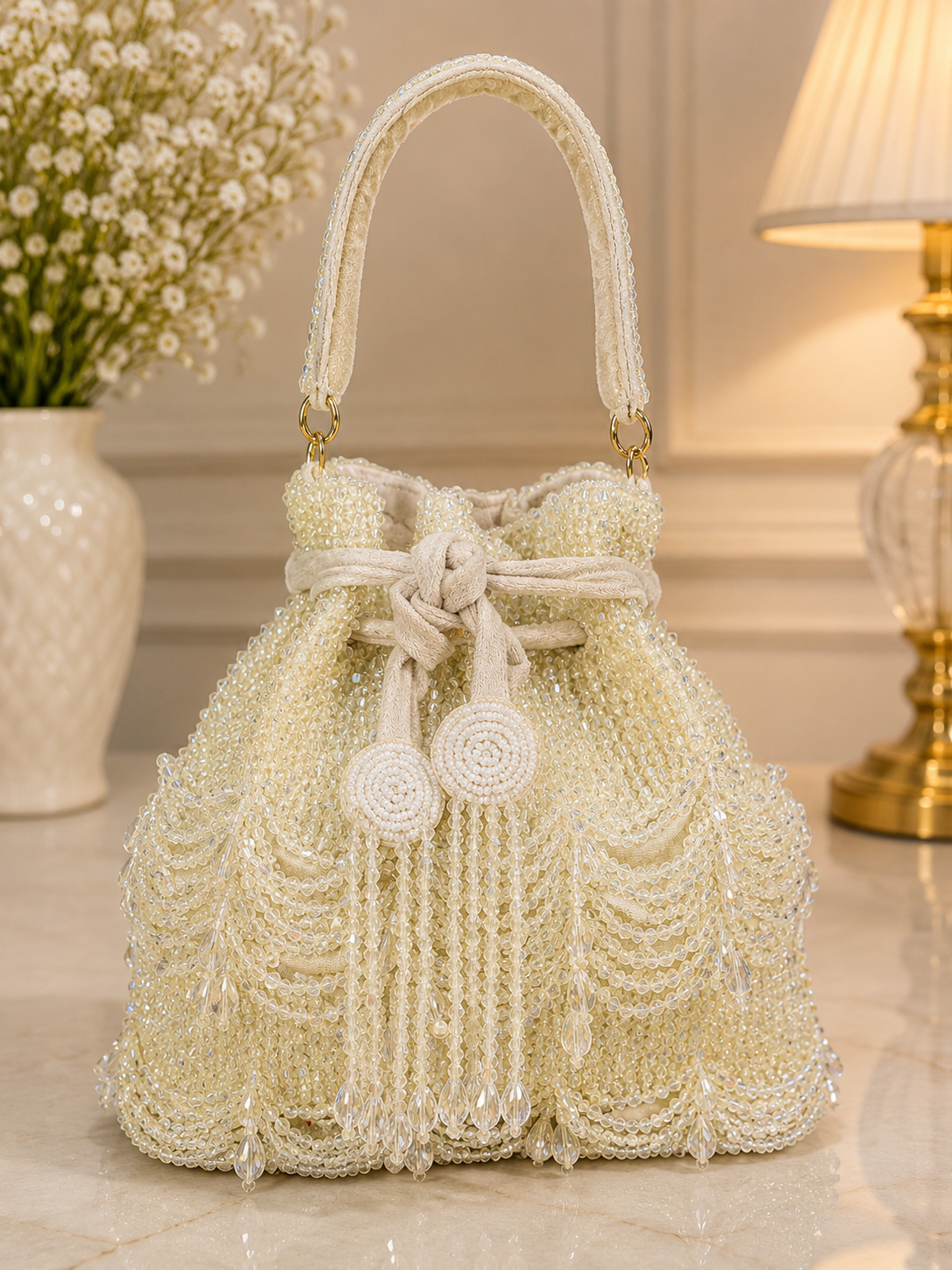 Ivory Pearl Beaded Potli Bag