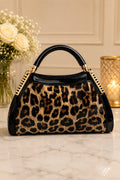 Noir Glossy Leopard Luxe hand/shoulder  Bag