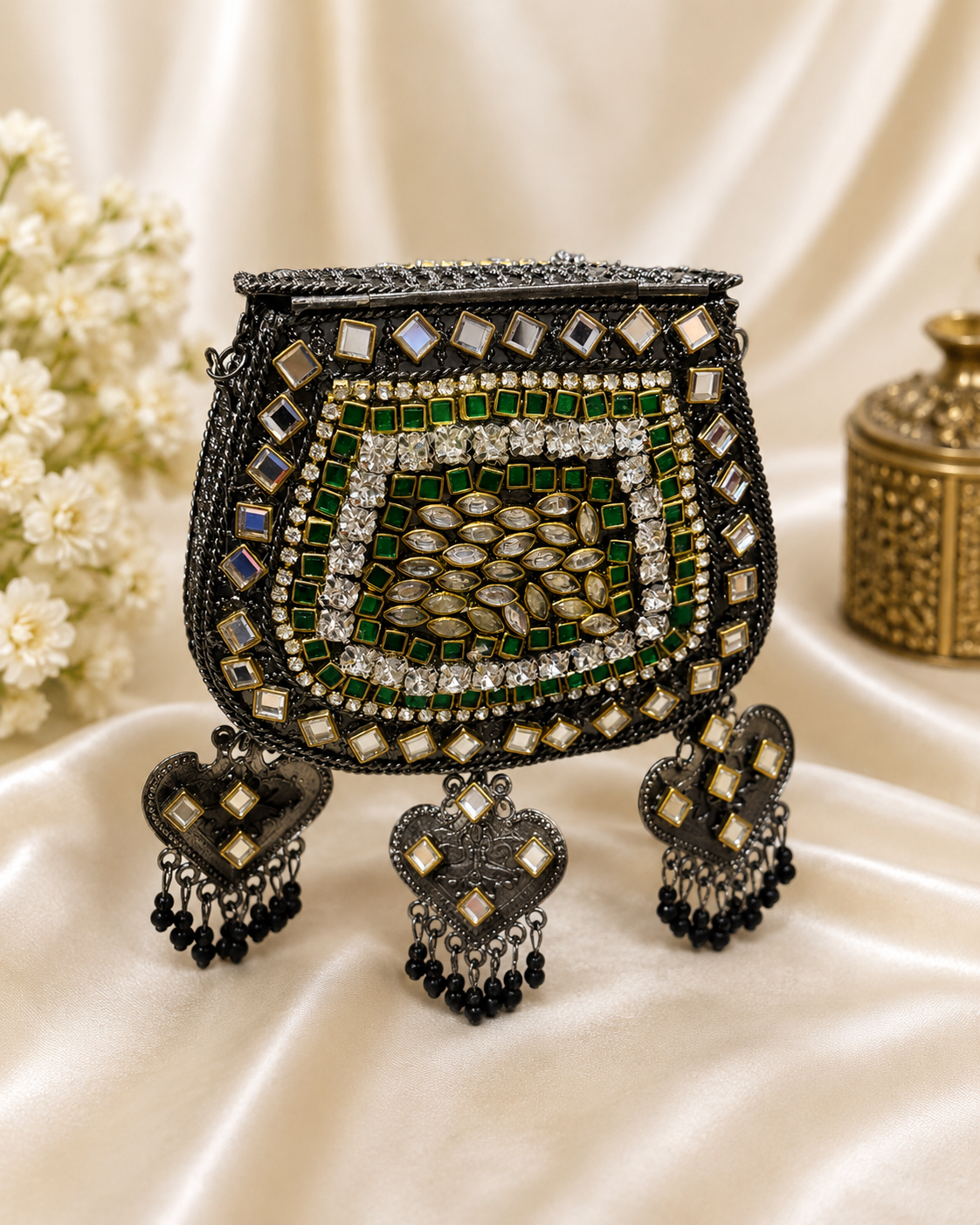 Black metal small clutch