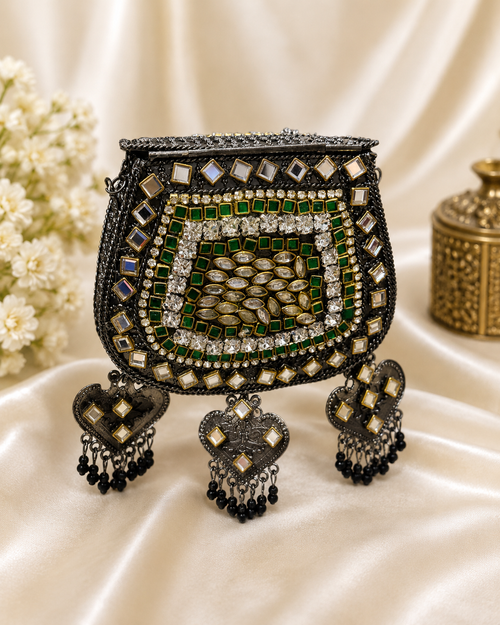 Black metal small clutch