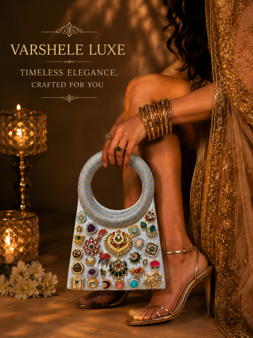 Heritage Charm Embellished Top Handle Bag