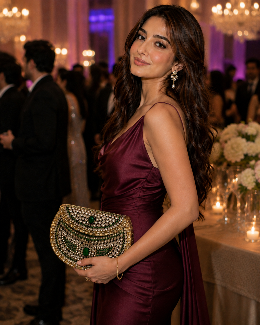 Emerald Royale Embellished metal Clutch