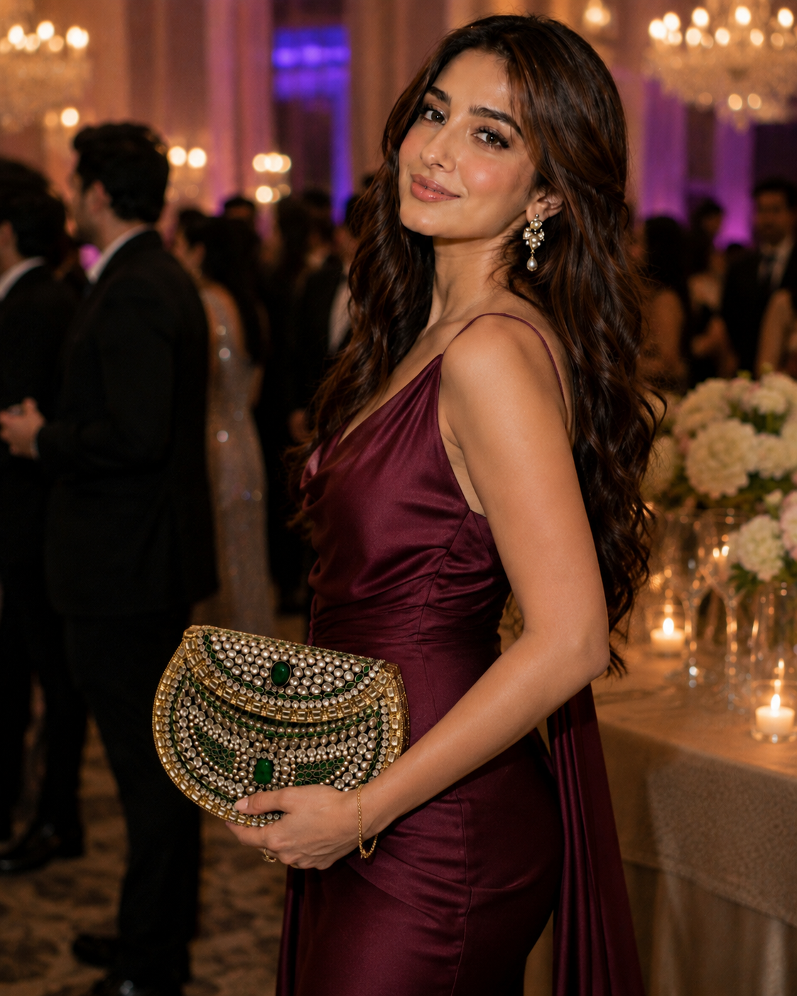 Emerald Royale Embellished metal Clutch