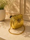 Golden metal small clutch