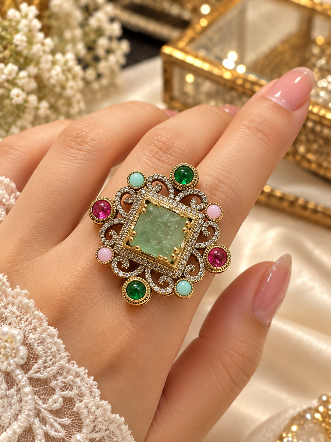 Emerald Royale Statement Party Ring