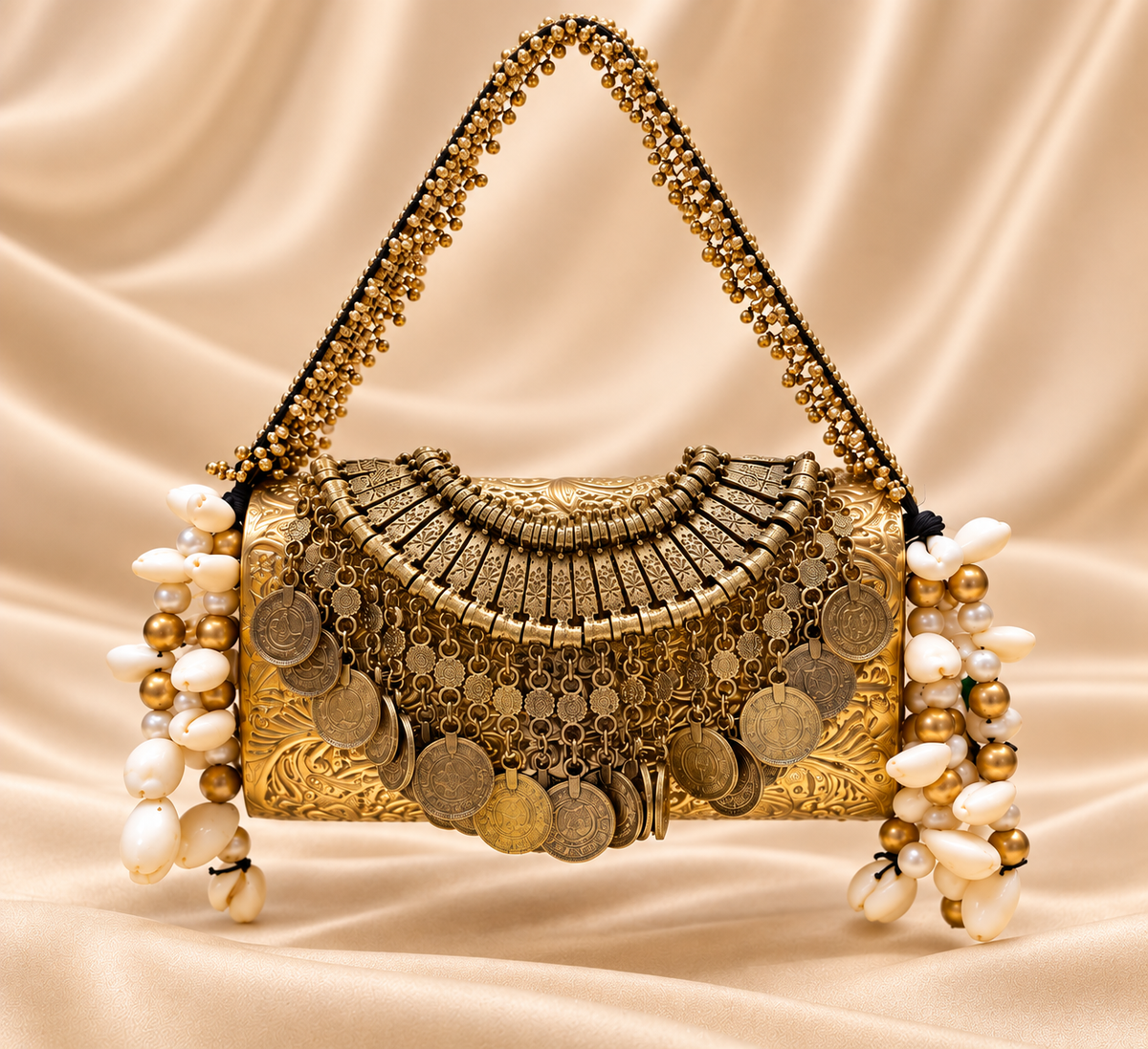 Royal Heritage Gold Metal Embellished Clutch