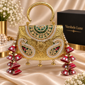 Varshele Luxe Royal Embellished Gold Metal Handbag