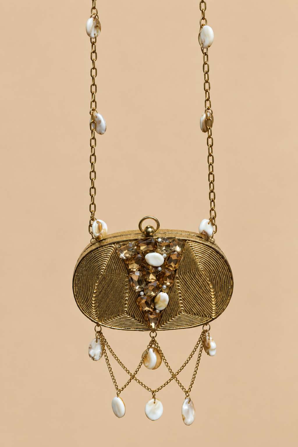 Golden Pearl Luxe Cascade Mini Metal Clutch