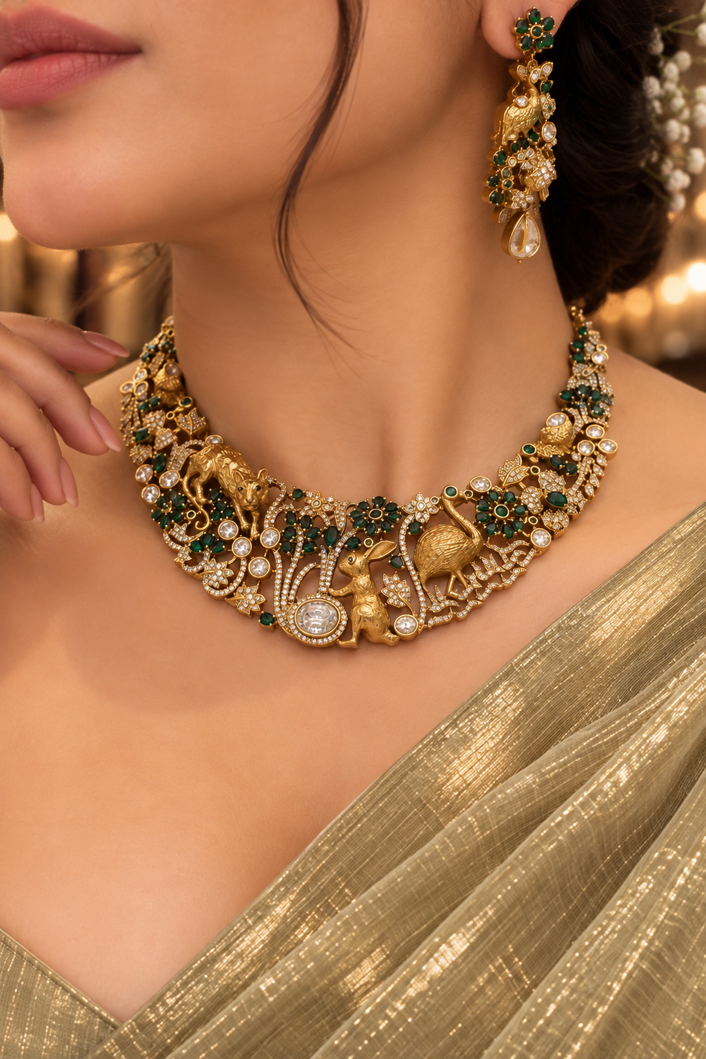 Royal Emerald Heritage Necklace Set