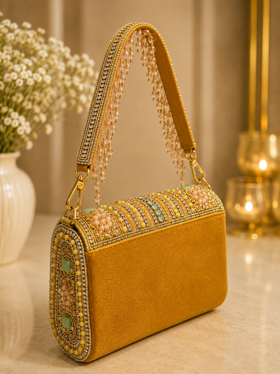 Golden Embellished Party Handbag