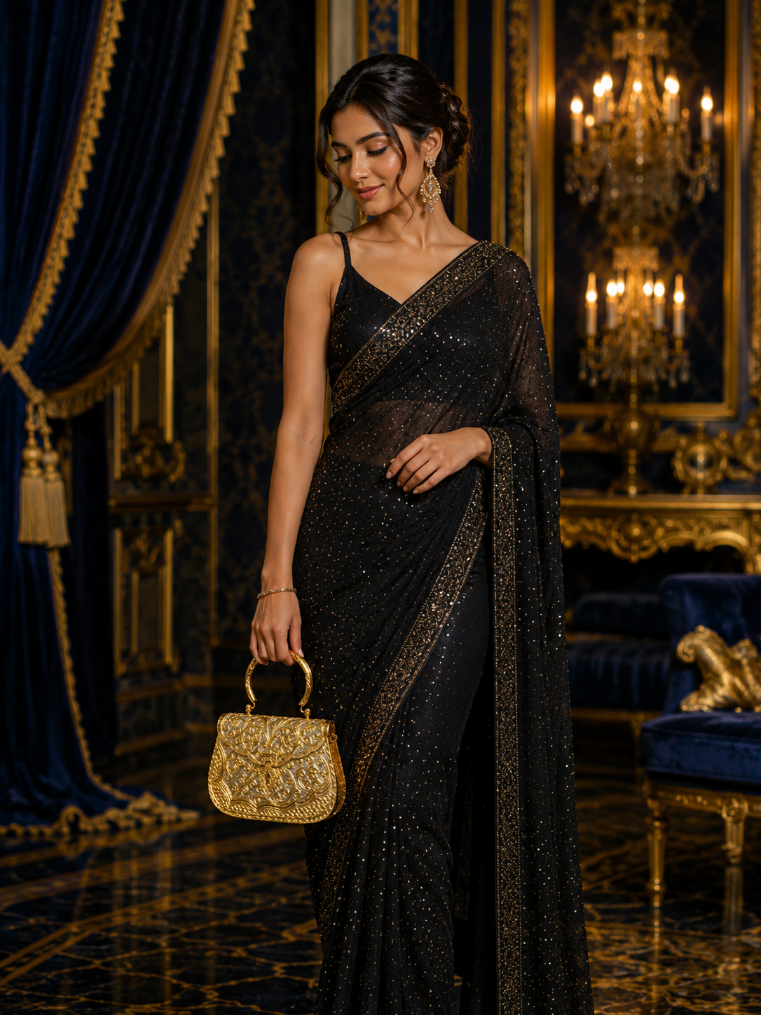 Golden silver metal clutch