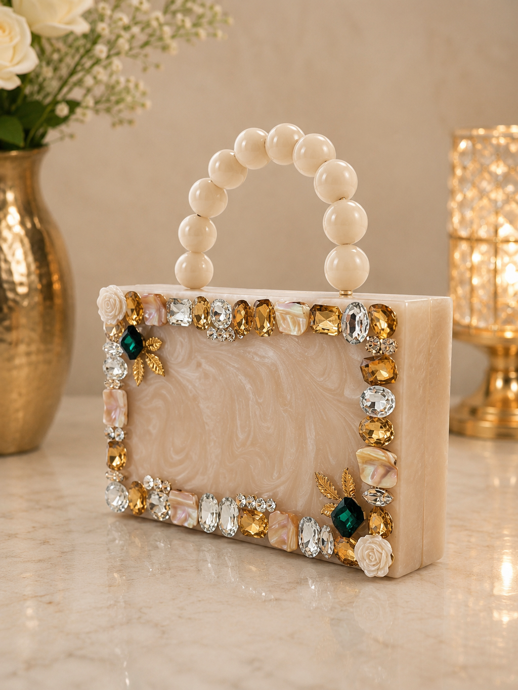 Ivory Grace Embellished Clutch
