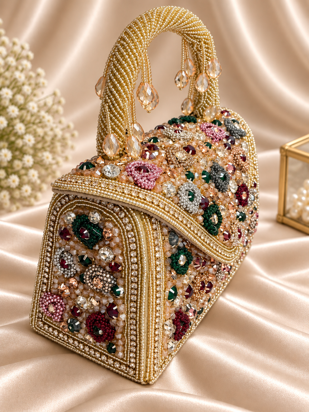 Royal Bloom Beaded Handbag