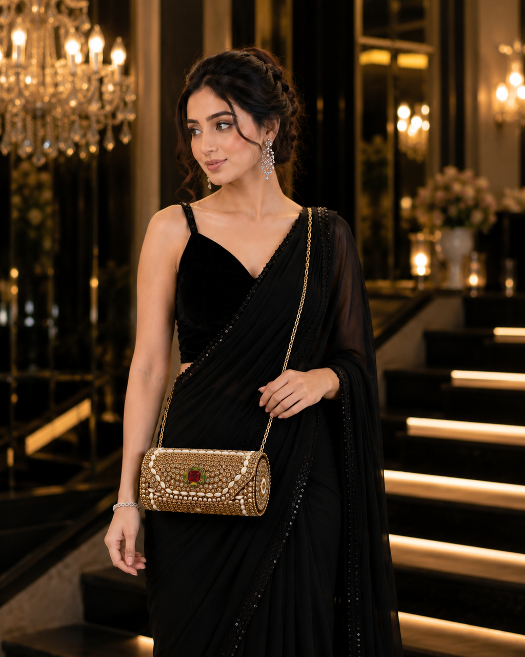 Luxury Crystal Cylindrical Clutch