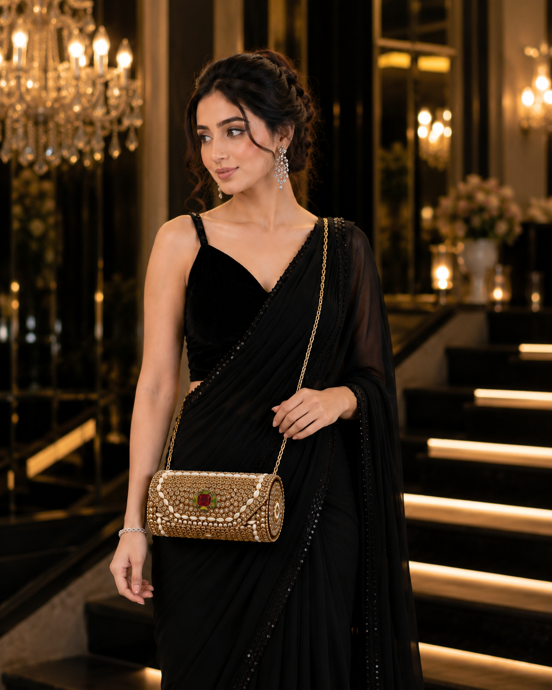 Luxury Crystal Cylindrical Clutch