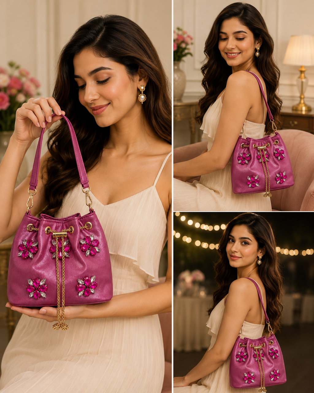 Fuchsia Bloom Bucket Bag