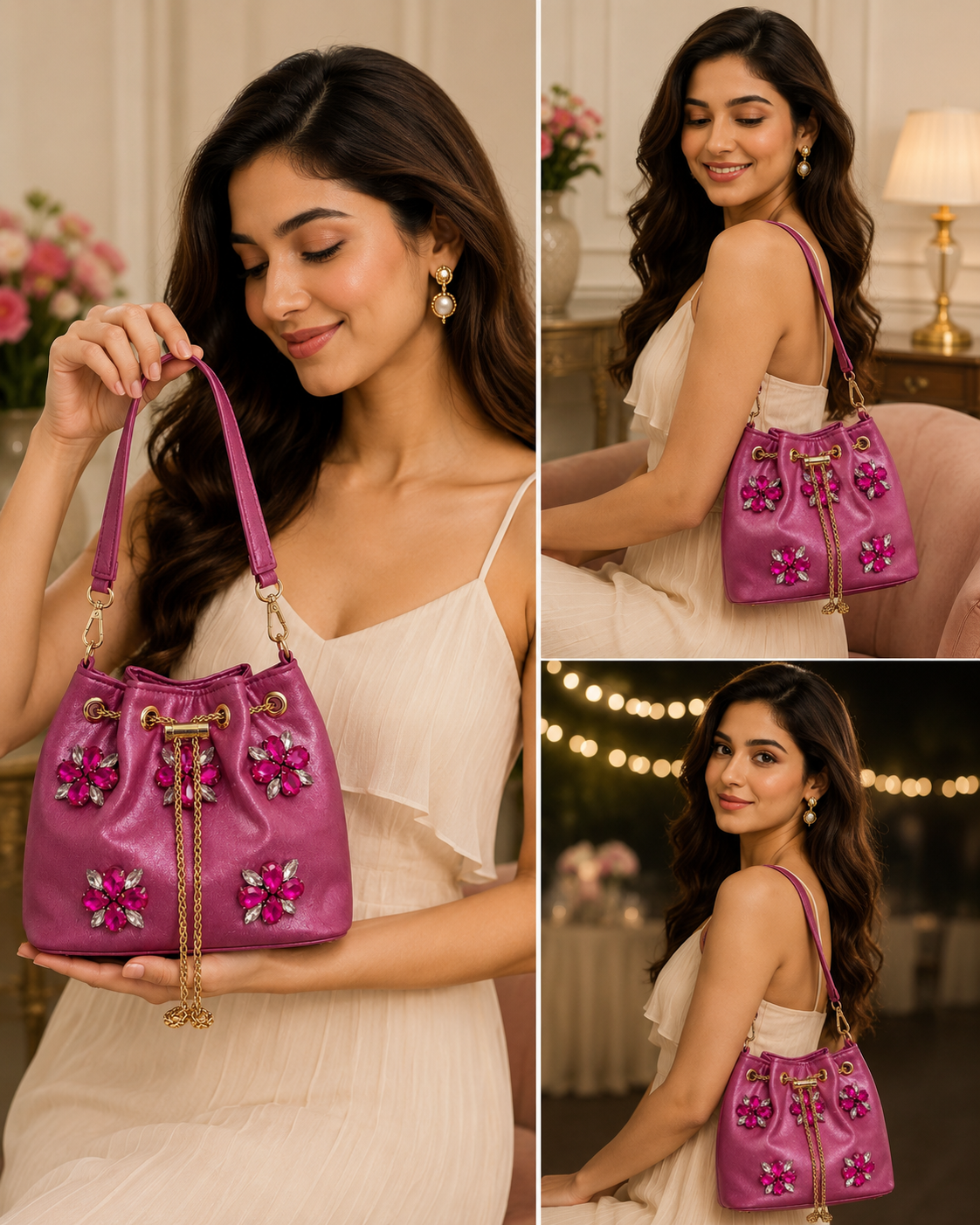 Fuchsia Bloom Bucket Bag