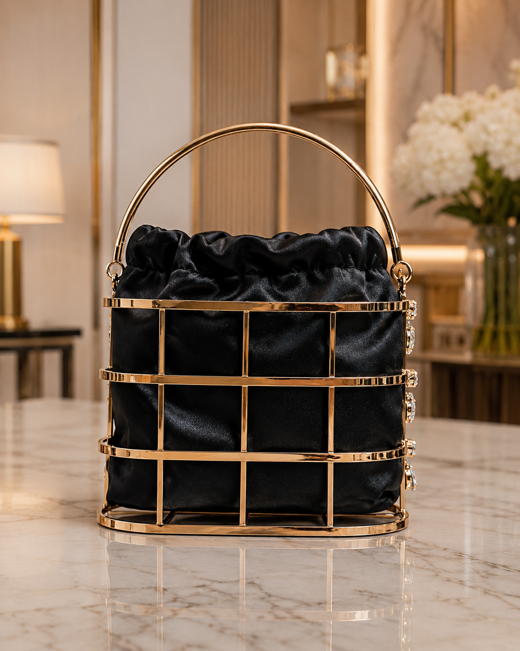 Celeste Crystal Bucket Bag