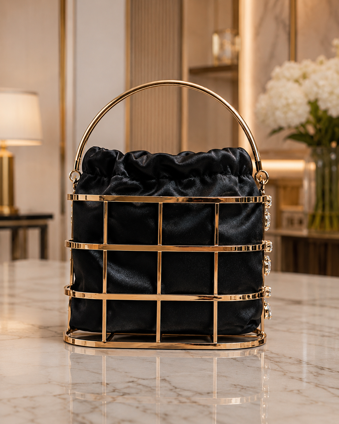 Celeste Crystal Bucket Bag