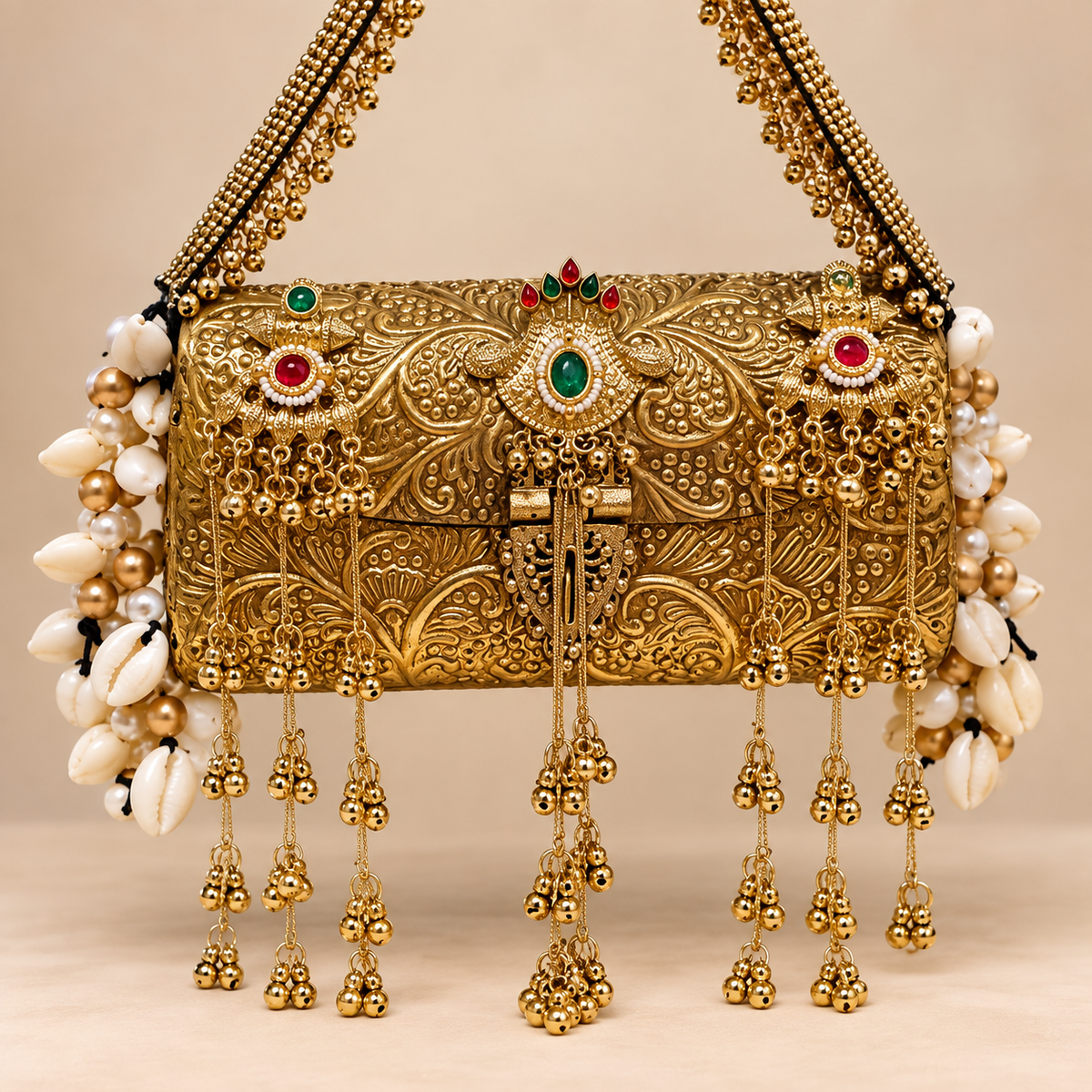 Rajsi Noor hanging Gold metal Handbag