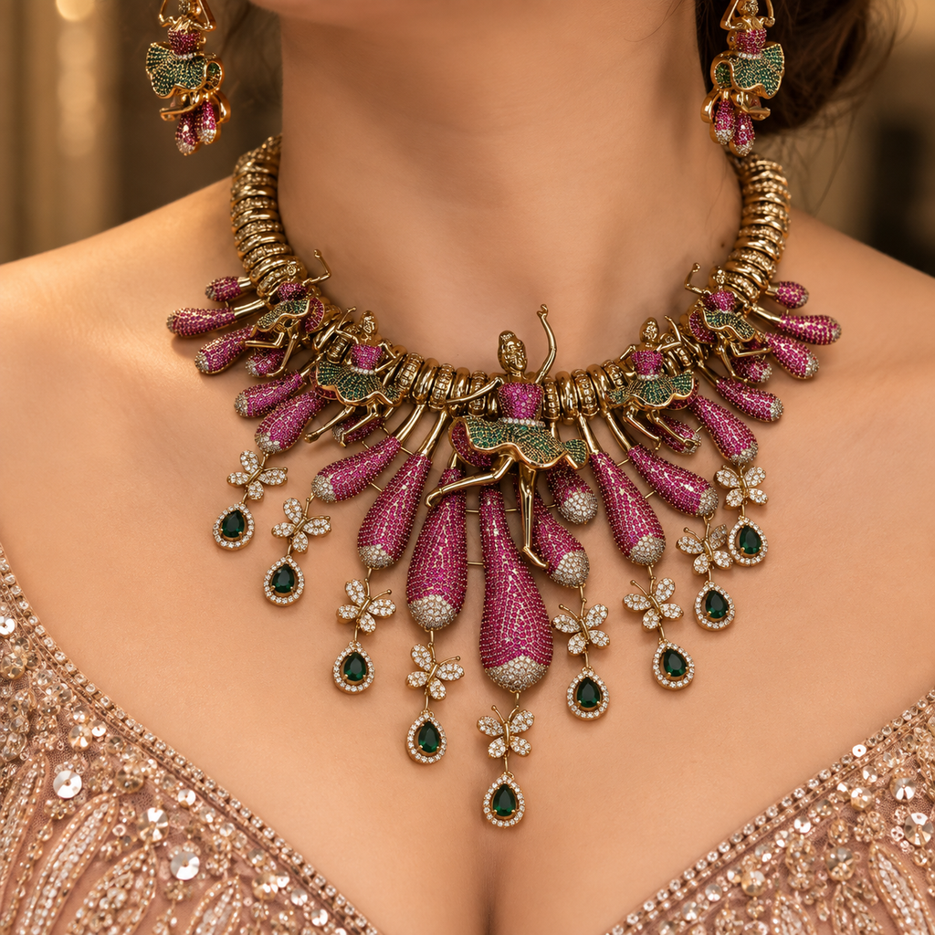 Royal Gulmohar Dancer Necklace Set