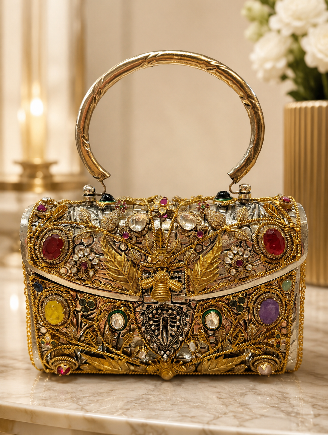 Regal Heritage multicolor jadau gems clutch
