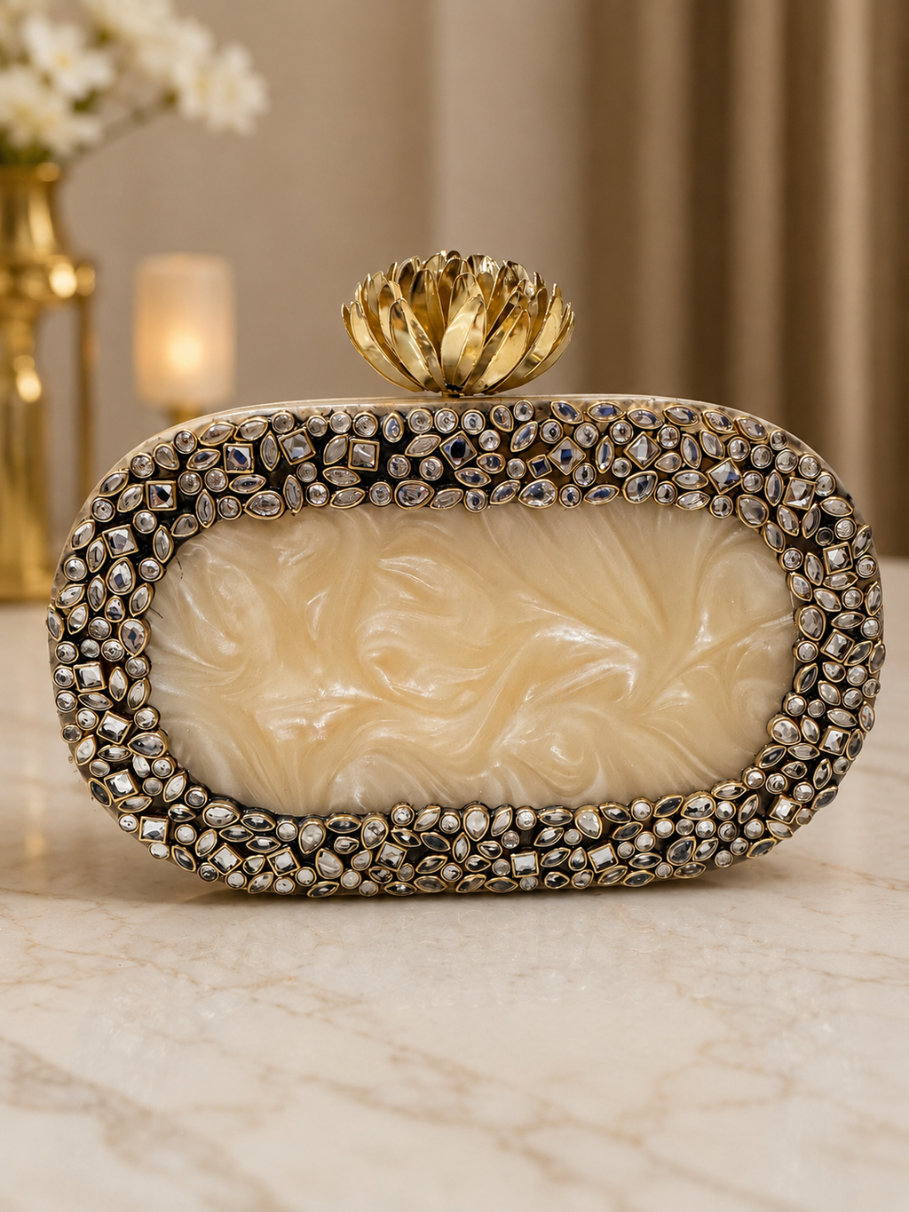 Ivory Bloom Luxe Clutc