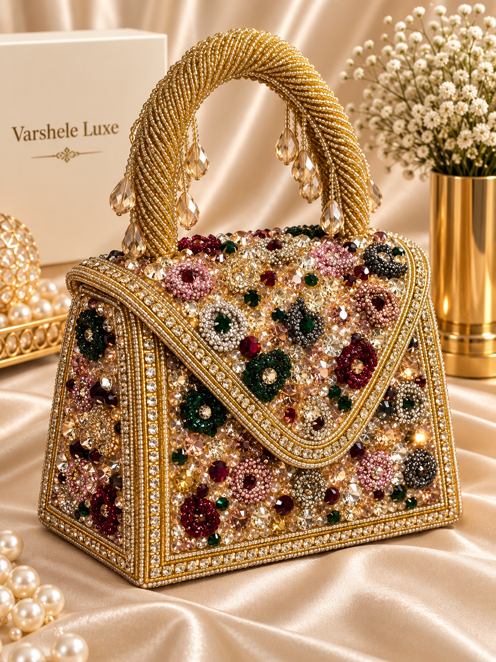 Royal Bloom Beaded Handbag