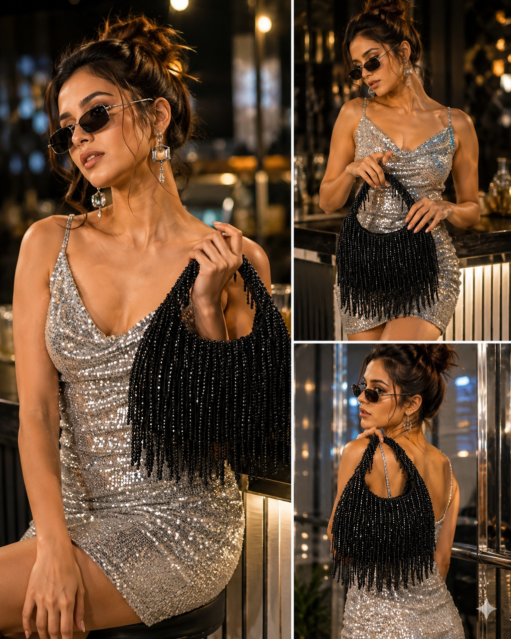 Midnight Fringe Beaded Handbag