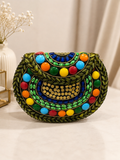 Mosaic Meadow Beaded metal Clutch