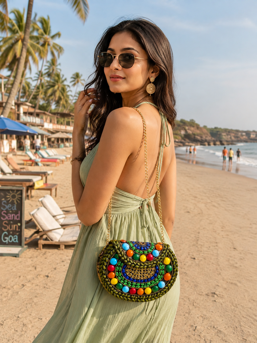 Mosaic Meadow Beaded metal Clutch