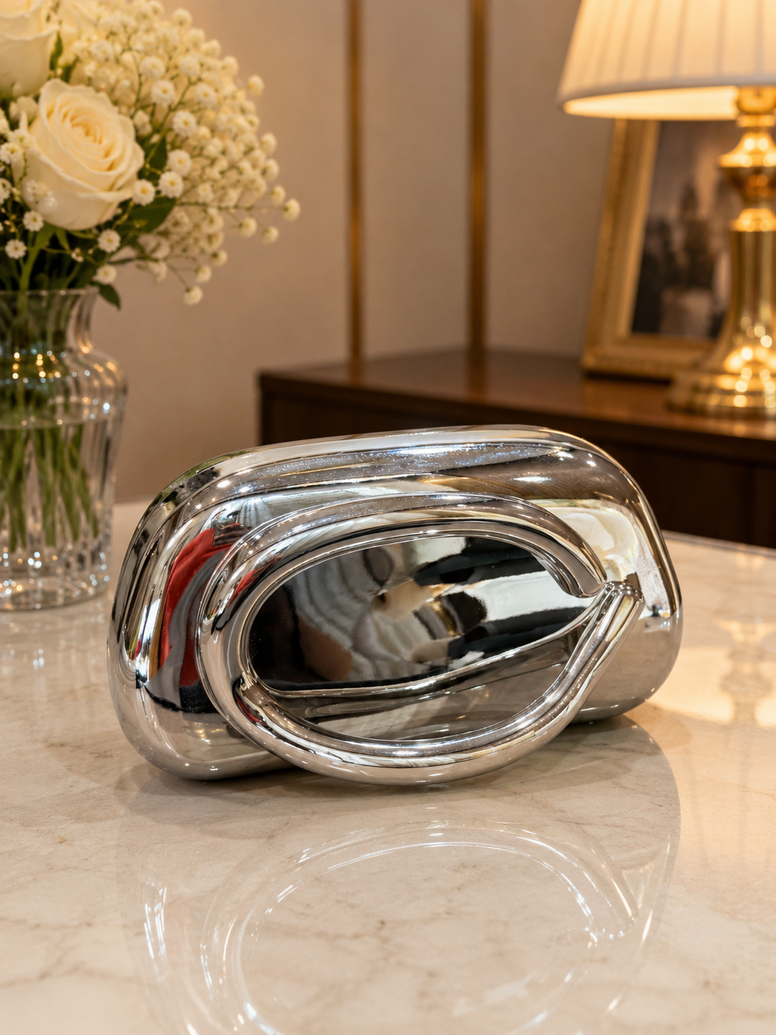 Silver evening clutch