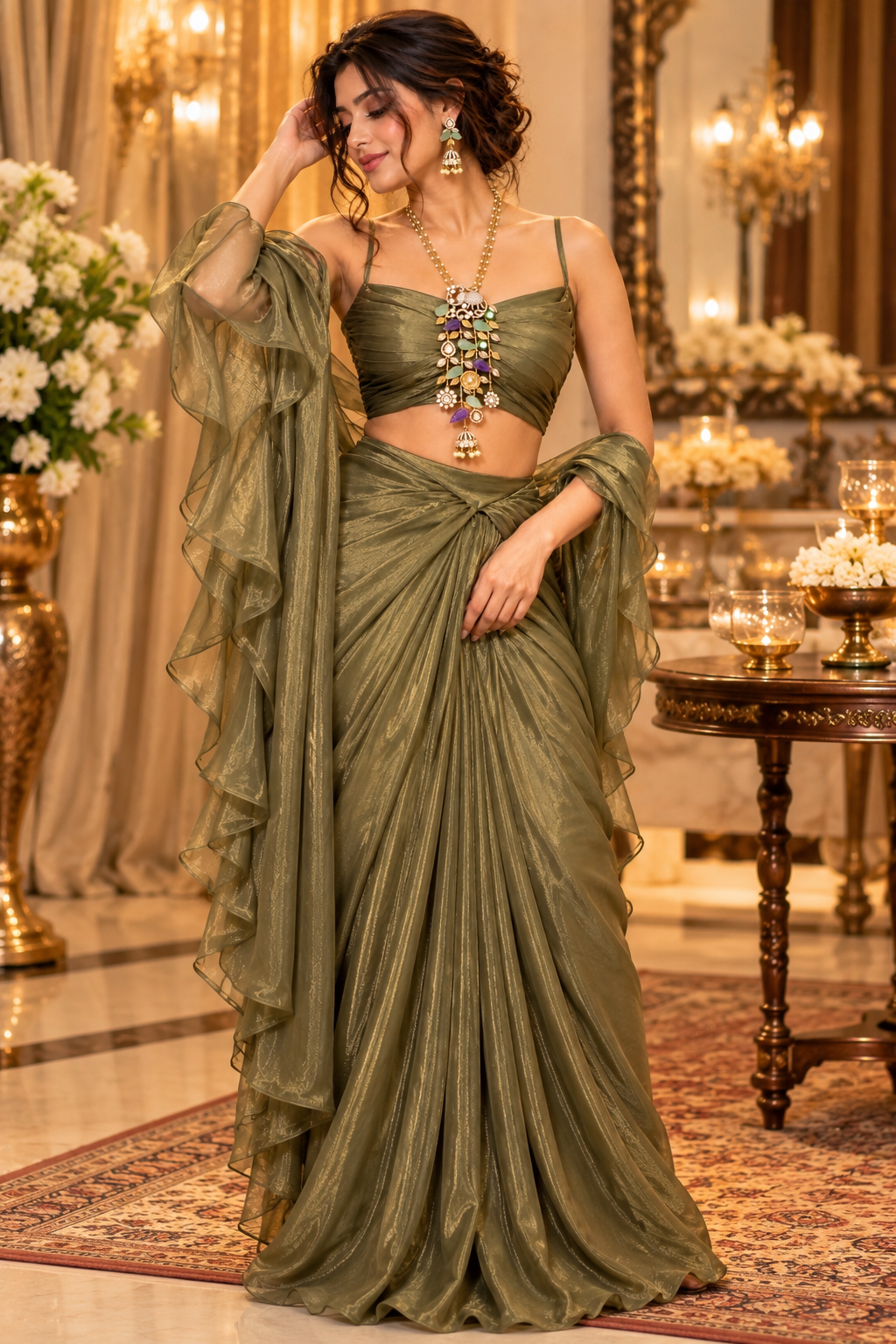 Royal Emerald & Amethyst Cascade Necklace Set