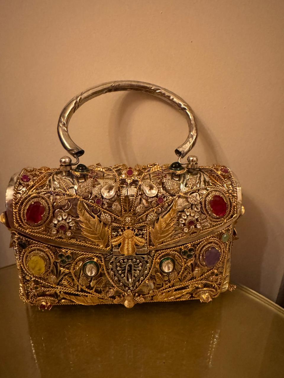 multicolor jadau gems clutch