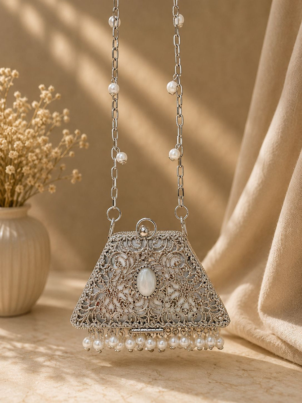Silver metal clutch