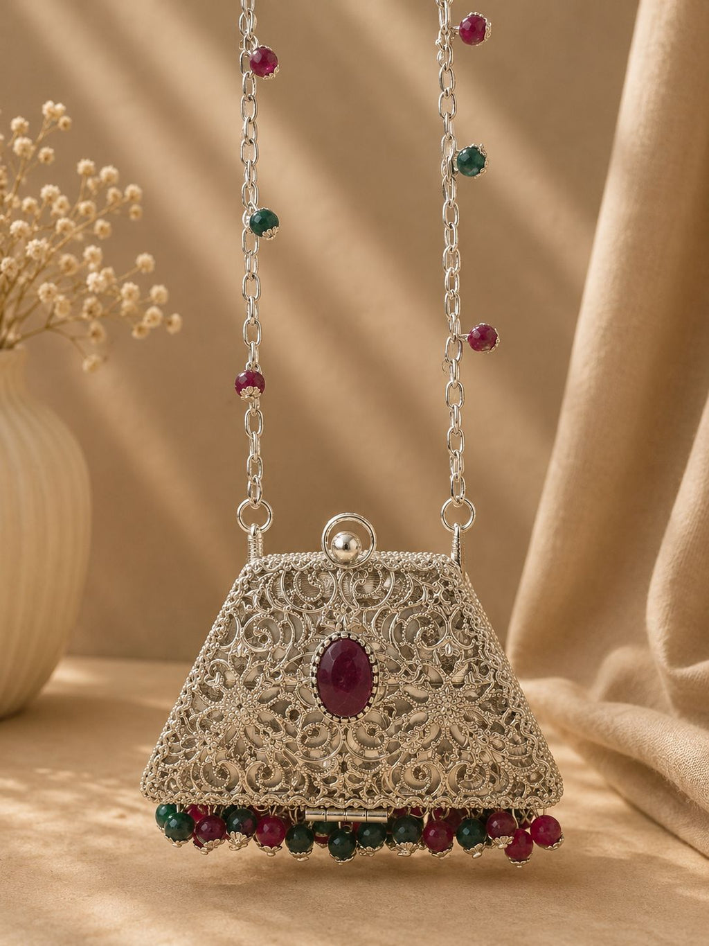 silver metal clutch